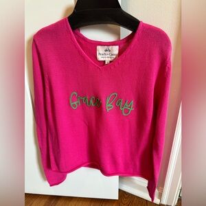 NWT Pearls & Camo | brand new hot pink v neck sweater